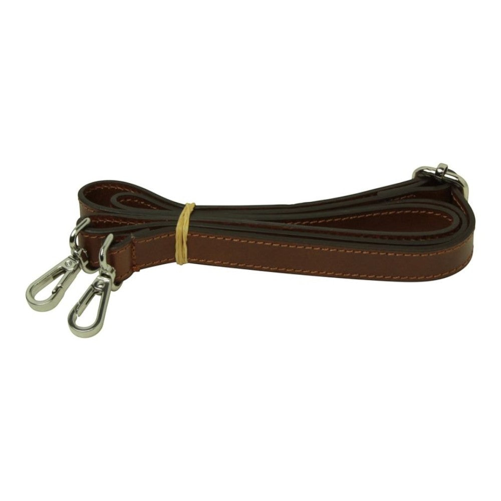 Tracolla regolabile in pelle pieno fiore color mogano Vetrina Fiorentina con ganci metallici