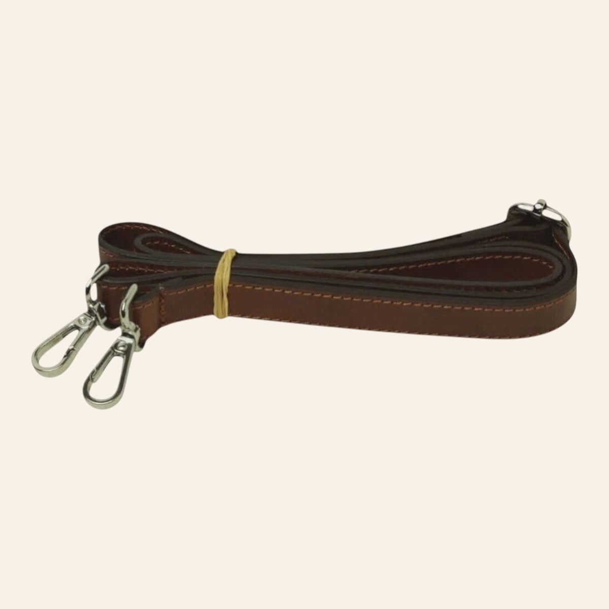 Tracolla regolabile in pelle pieno fiore color teak per borsa Vetrina Fiorentina con ganci metallici