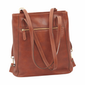 Zaino borsa a tracolla Vetrina Fiorentina in pelle di vitello color cuoio con tasca esterna e spallacci regolabili
