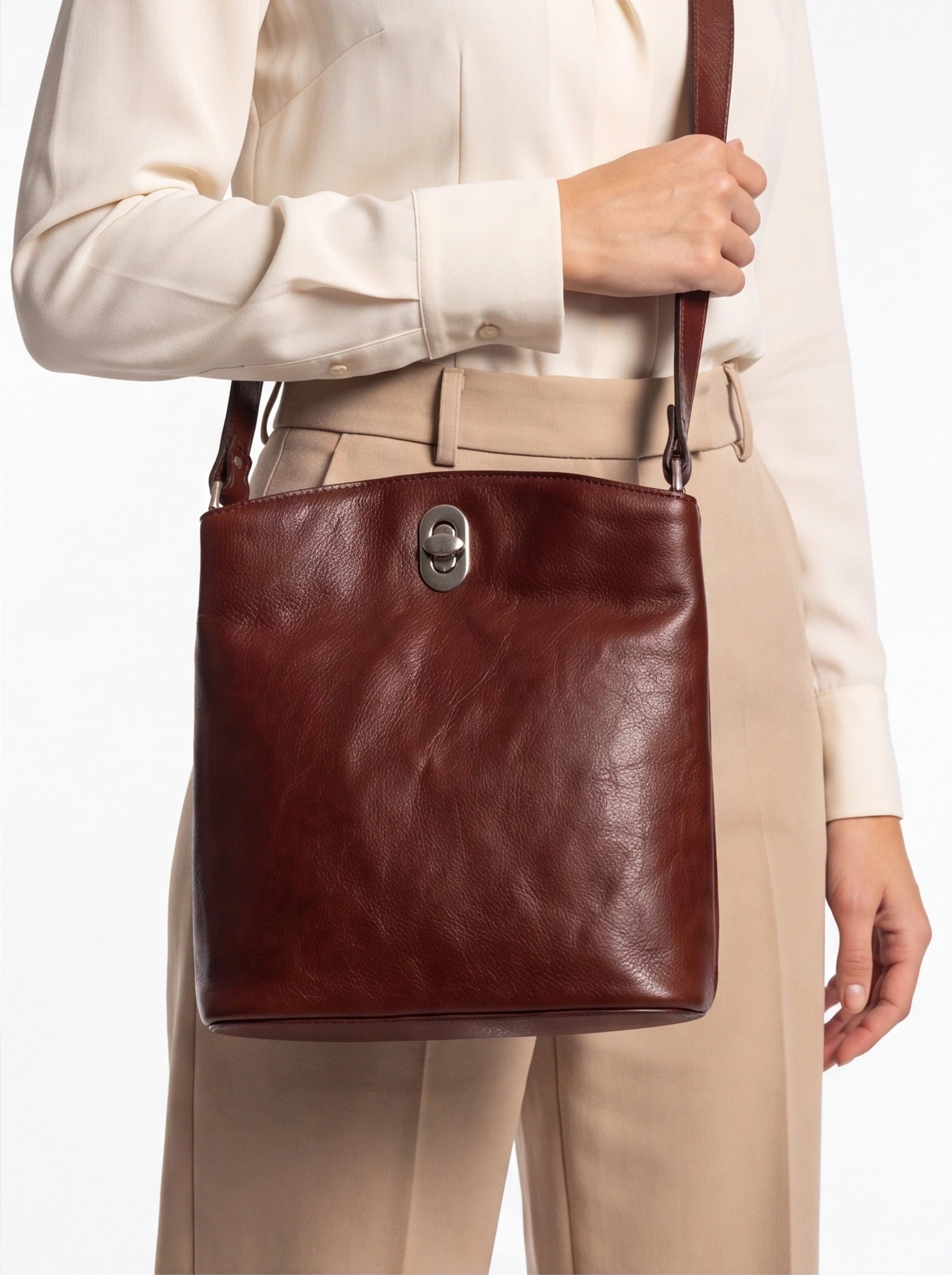 Leather bucket bag - Mahogany