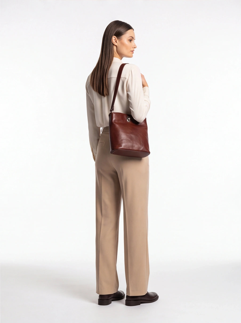 Leather bucket bag - Mahogany
