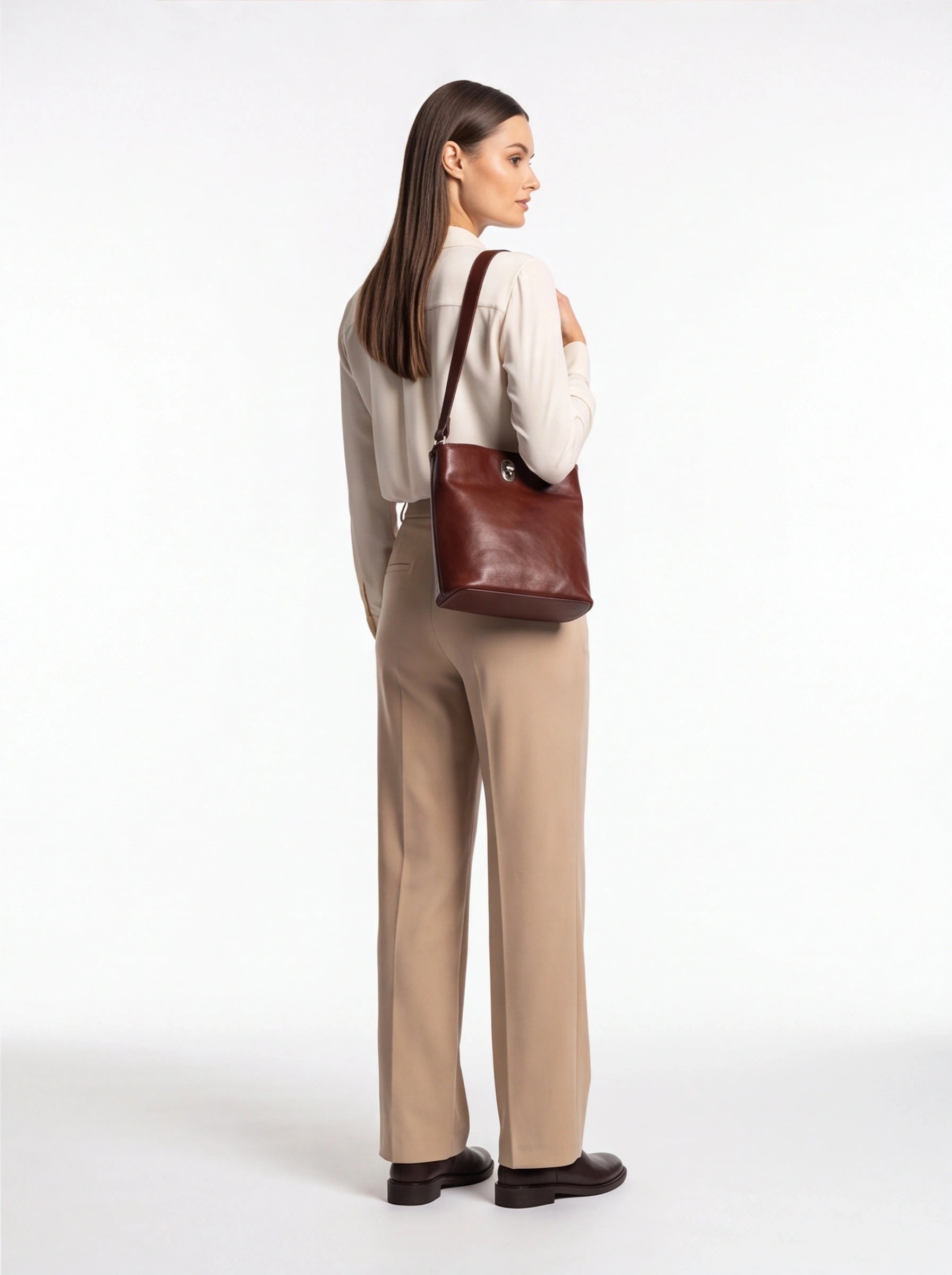 Leather bucket bag - Mahogany