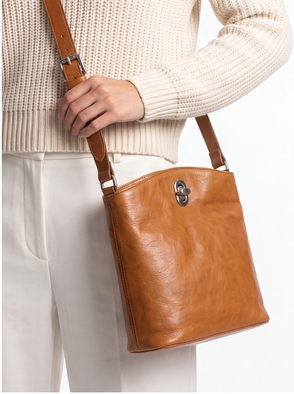 Leather bucket bag - Colonial Brown