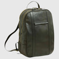Zaino in pelle di vitello verde scuro con zip e tracolla regolabile